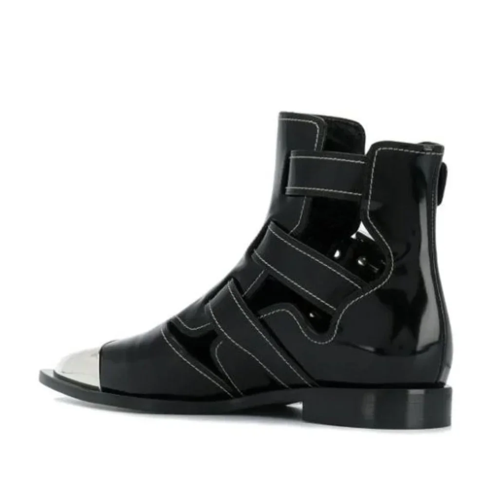 Alexander Mcqueen black leather cage ankle boots with pointy toe - Picture 12 of 15